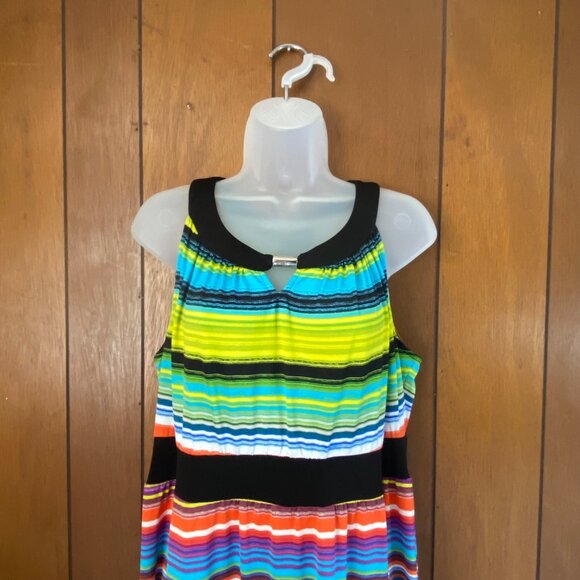 New Directions Dress Womens Petite PXL Maxi Sleeveless Multicolor Striped Boho - Picture 2 of 13